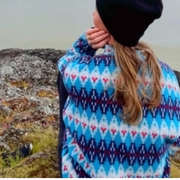 Vintage Patagonia Synchilla Forest Carpet Deep Blue Sea Aztec Unisex Fleece - Picture 1 of 7
